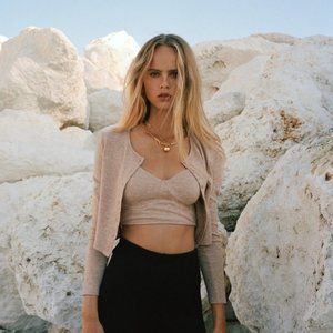 Zara Cropped Cardigan Mid-Camel XS